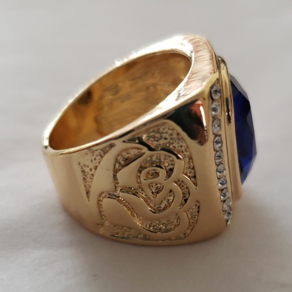 Men's Blue Gemstone Yellow Gold Filled Ring - Picture 3 of 7